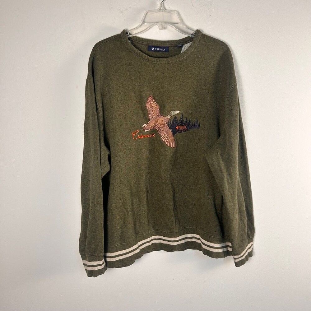 Cremieux Mallard Duck Sweatshirt Mens XXL Green Embroidered Hunting Dog Pullover